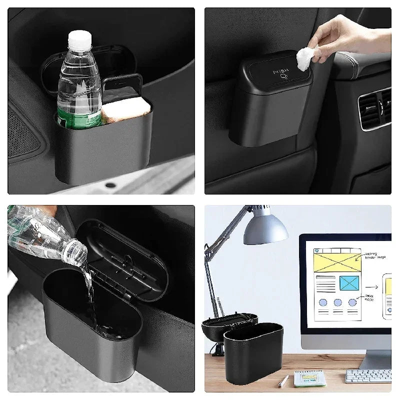 Compact Car Trash Can with Lid