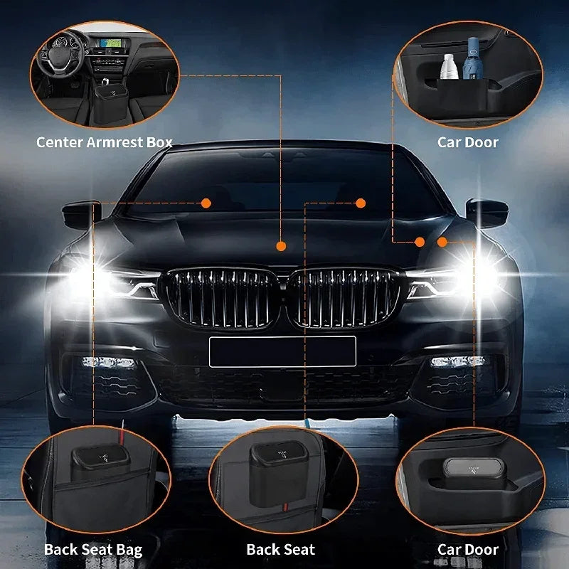 Compact Car Trash Can with Lid