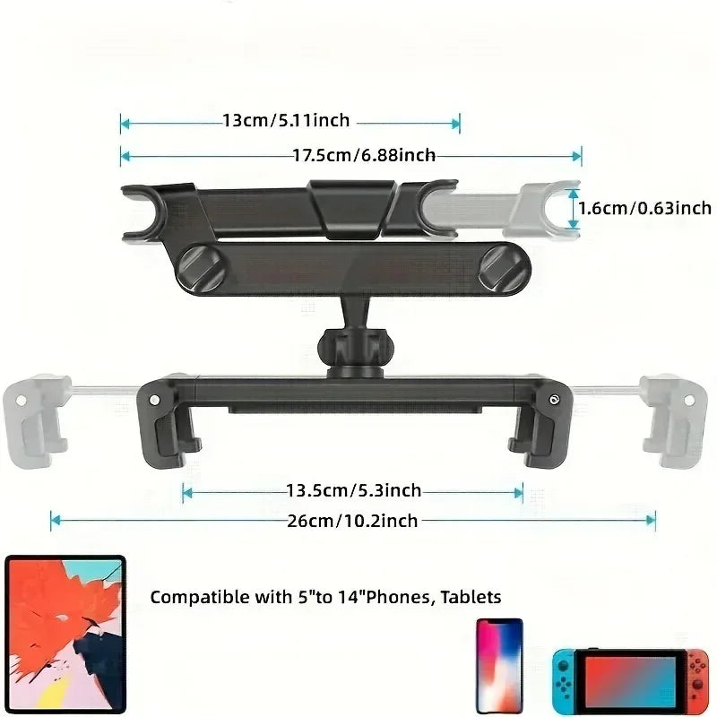 Adjustable Car Headrest Phone & Tablet Holder – Rear Seat