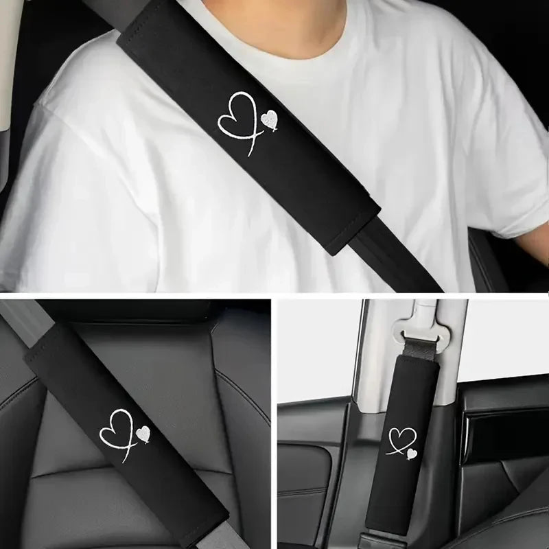 Soft Seat Belt Shoulder Pads – Love Design, Set of 2