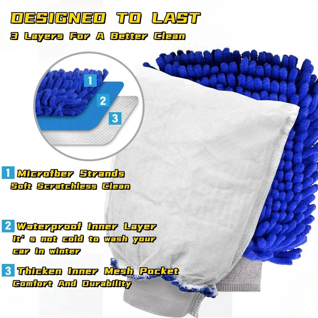 Double-Sided Chenille Microfiber Car Wash Mitt