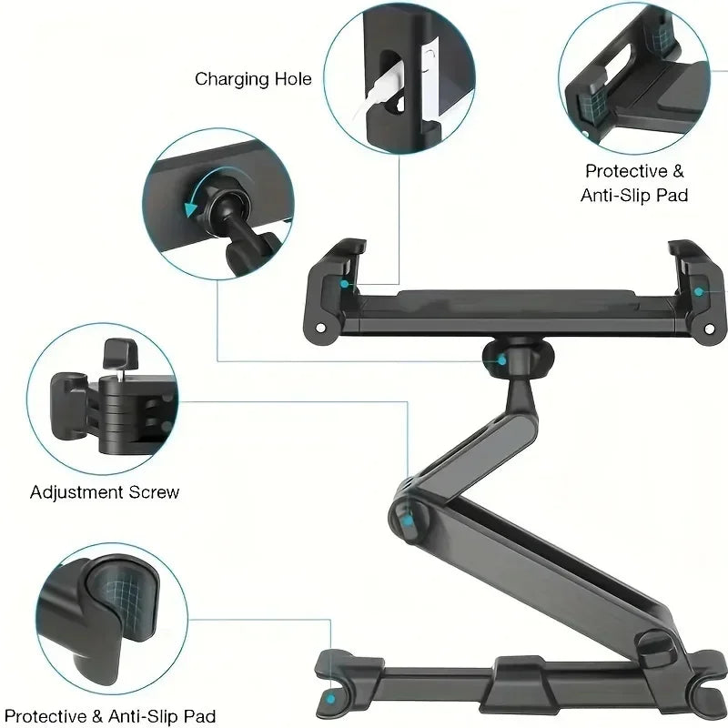 Adjustable Car Headrest Phone & Tablet Holder – Rear Seat