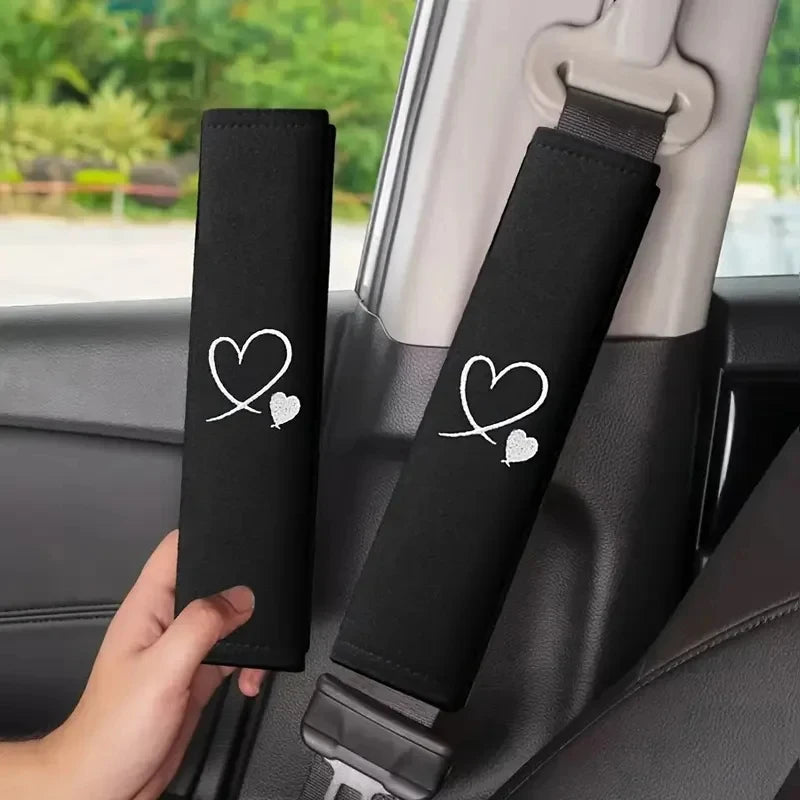 Soft Seat Belt Shoulder Pads – Love Design, Set of 2