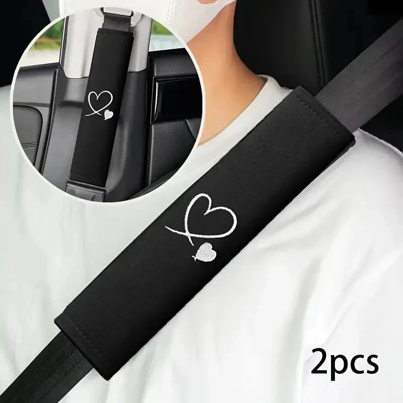 Soft Seat Belt Shoulder Pads – Love Design, Set of 2