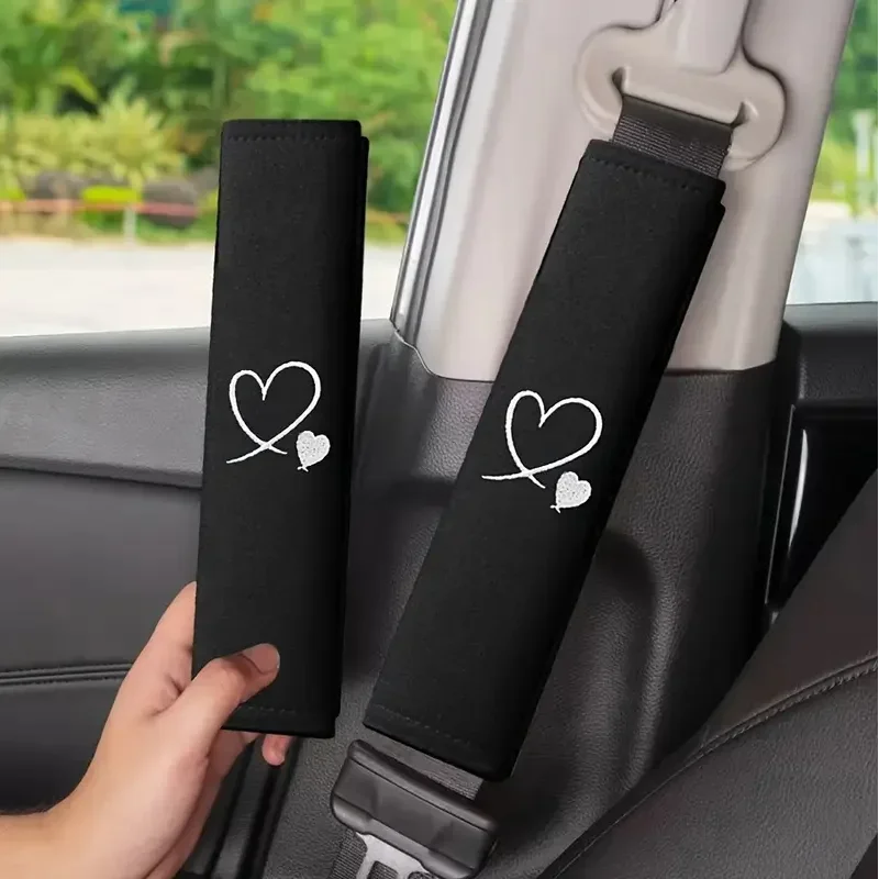 Soft Seat Belt Shoulder Pads – Love Design, Set of 2