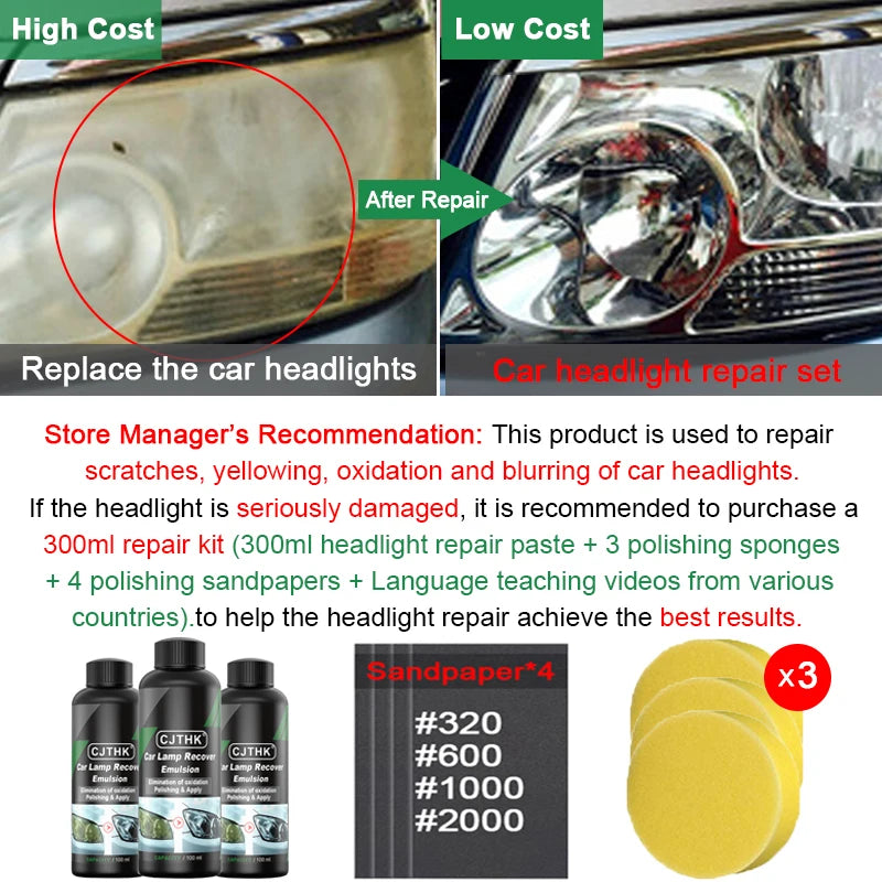 Headlight Polishing Liquid – Multiple Sizes & Sets