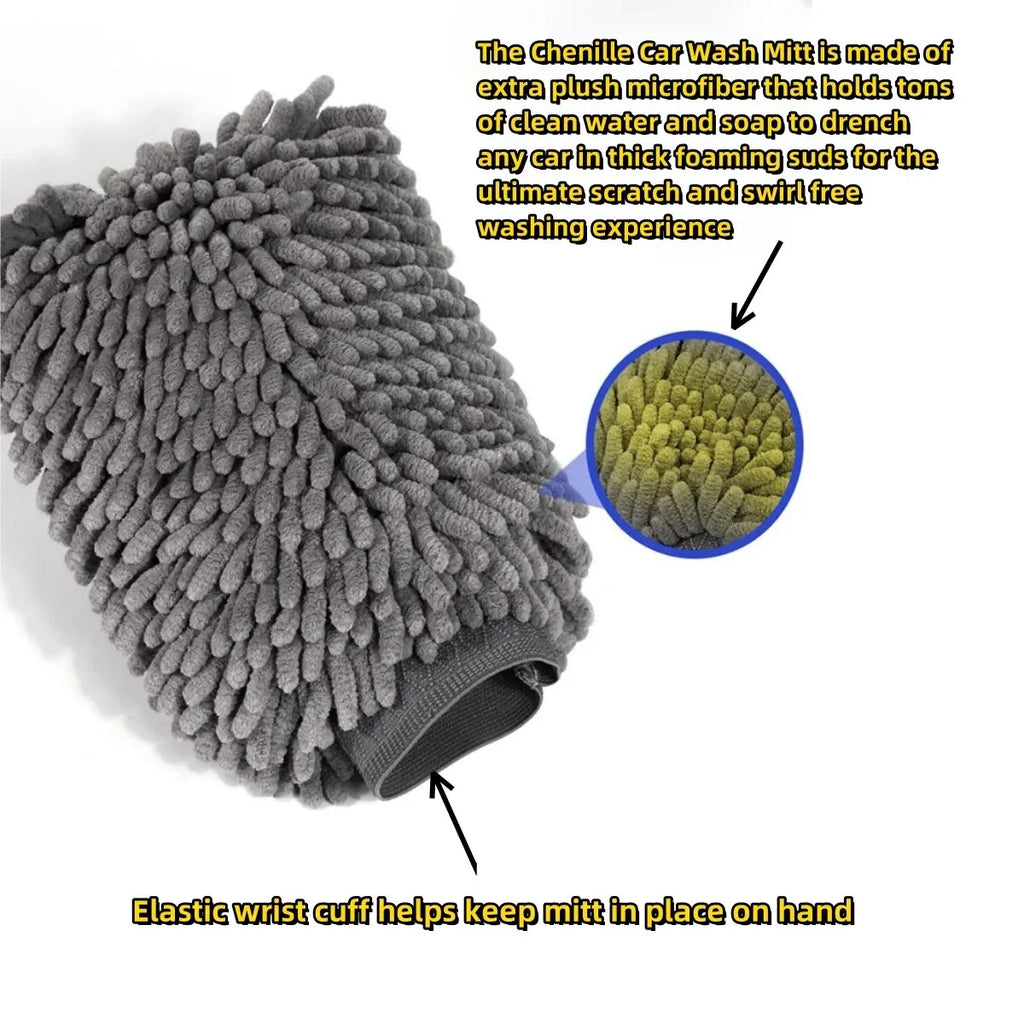 Double-Sided Chenille Microfiber Car Wash Mitt