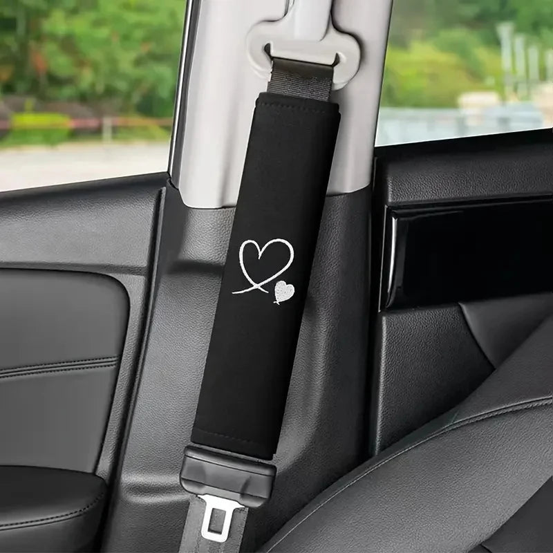 Soft Seat Belt Shoulder Pads – Love Design, Set of 2